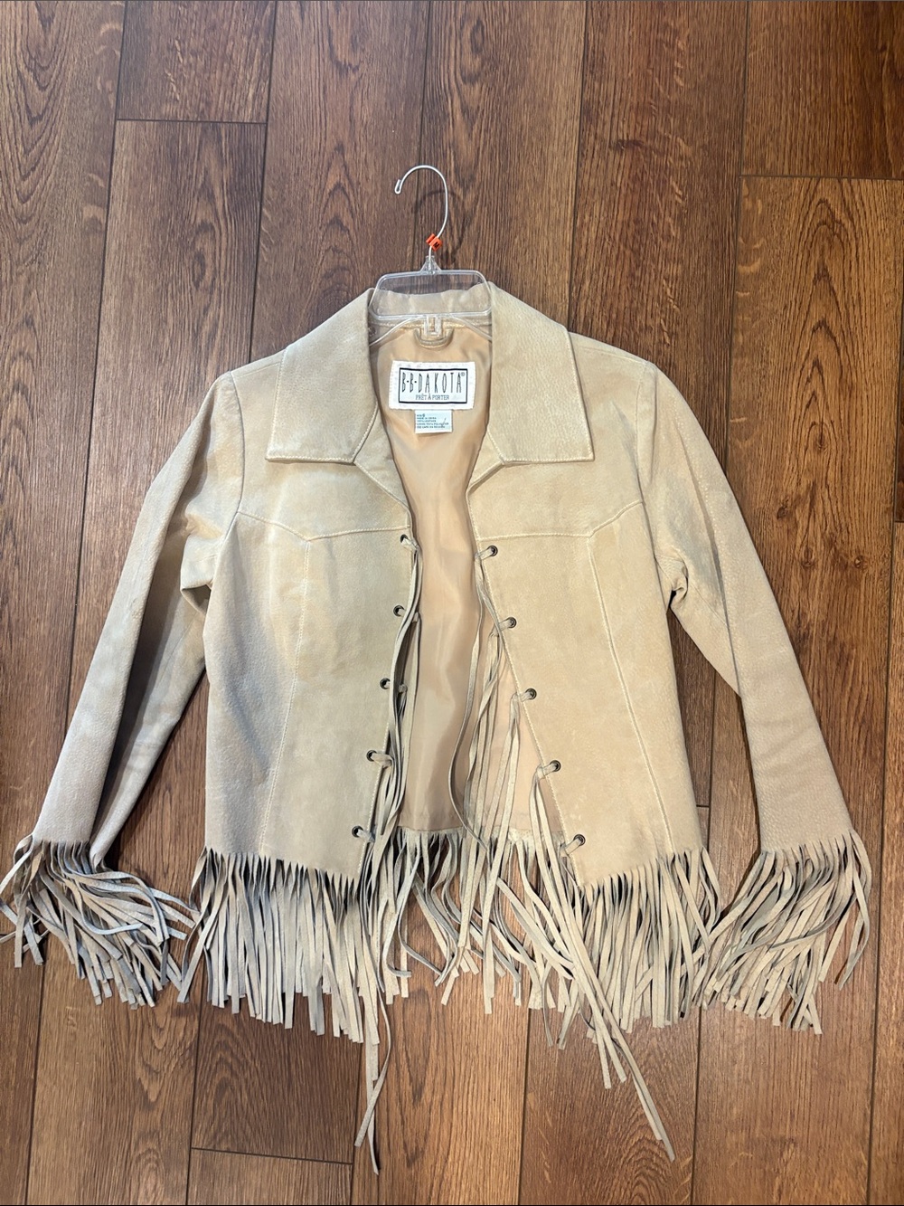 BB Dakota Light Tan Suede Fringe Lace-Up Jacket